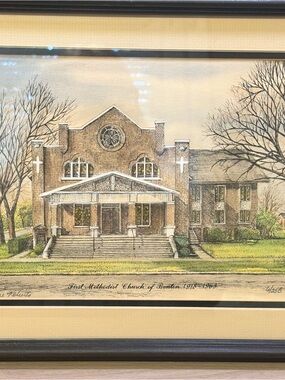 Framed Art Print First Methodist Church Of Benton Signed/Numbered Dianne Roberts